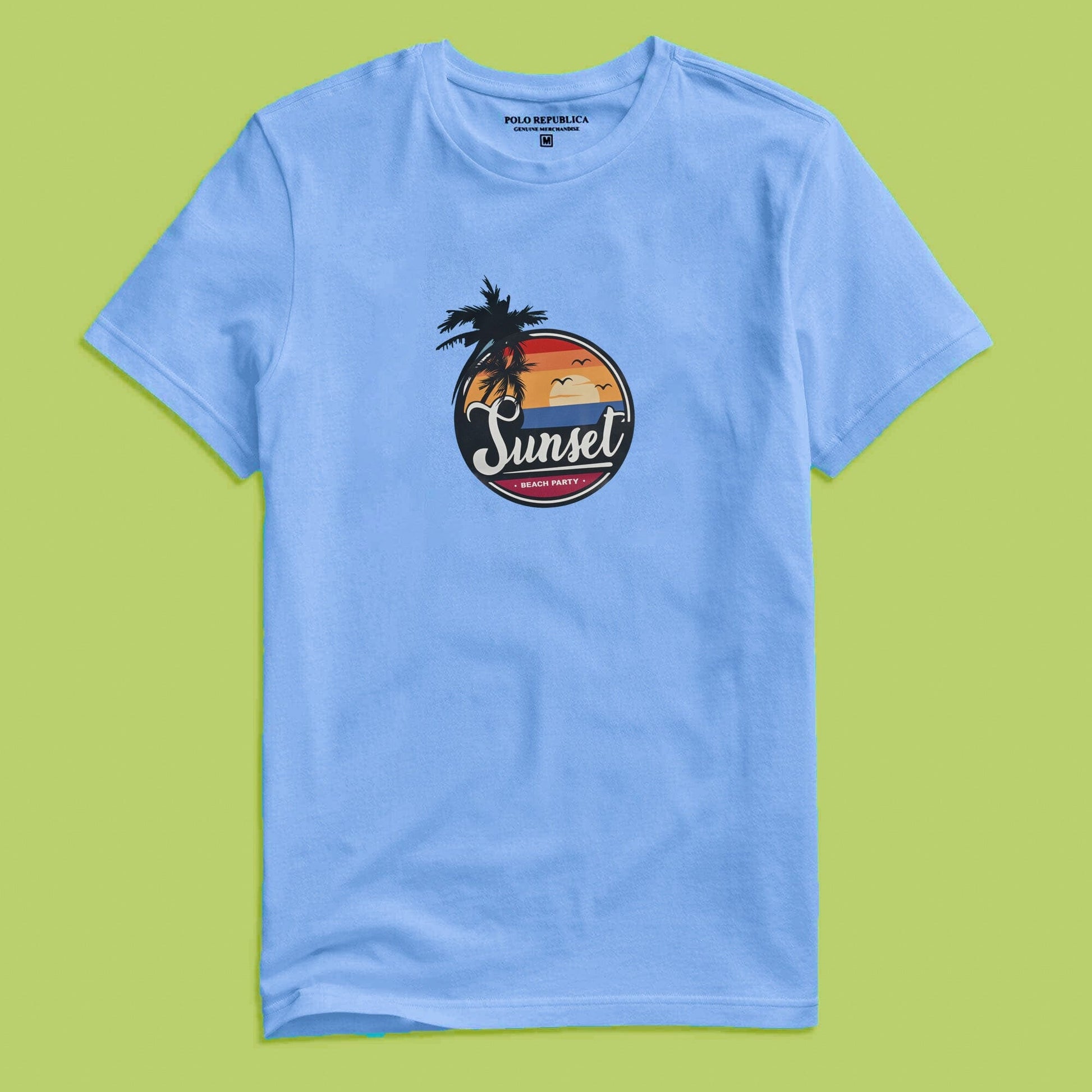 Polo Republica Men's Sunset Printed Crew Neck Tee Shirt Men's Tee Shirt Polo Republica