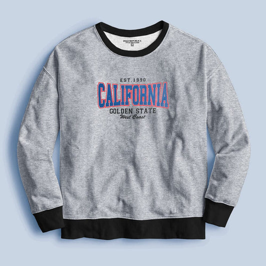 Polo Republica Men's California Printed Fleece Sweat Shirt Men's Sweat Shirt Polo Republica Heather Grey S