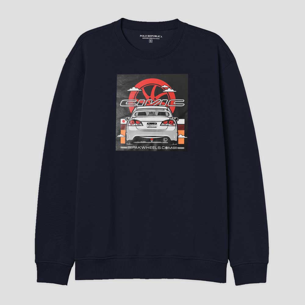 Polo Republica Men's Pakwheels Reborn Printed Fleece Sweat Shirt Men's Sweat Shirt Polo Republica Navy S