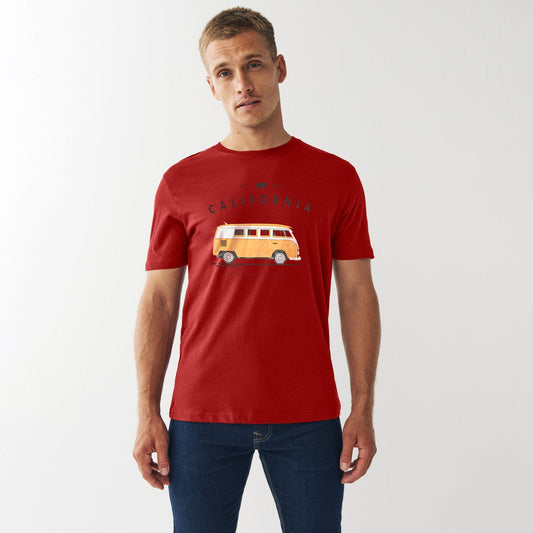 Polo Republica Men's California Van Printed Crew Neck Tee Shirt Men's Tee Shirt Polo Republica Red S