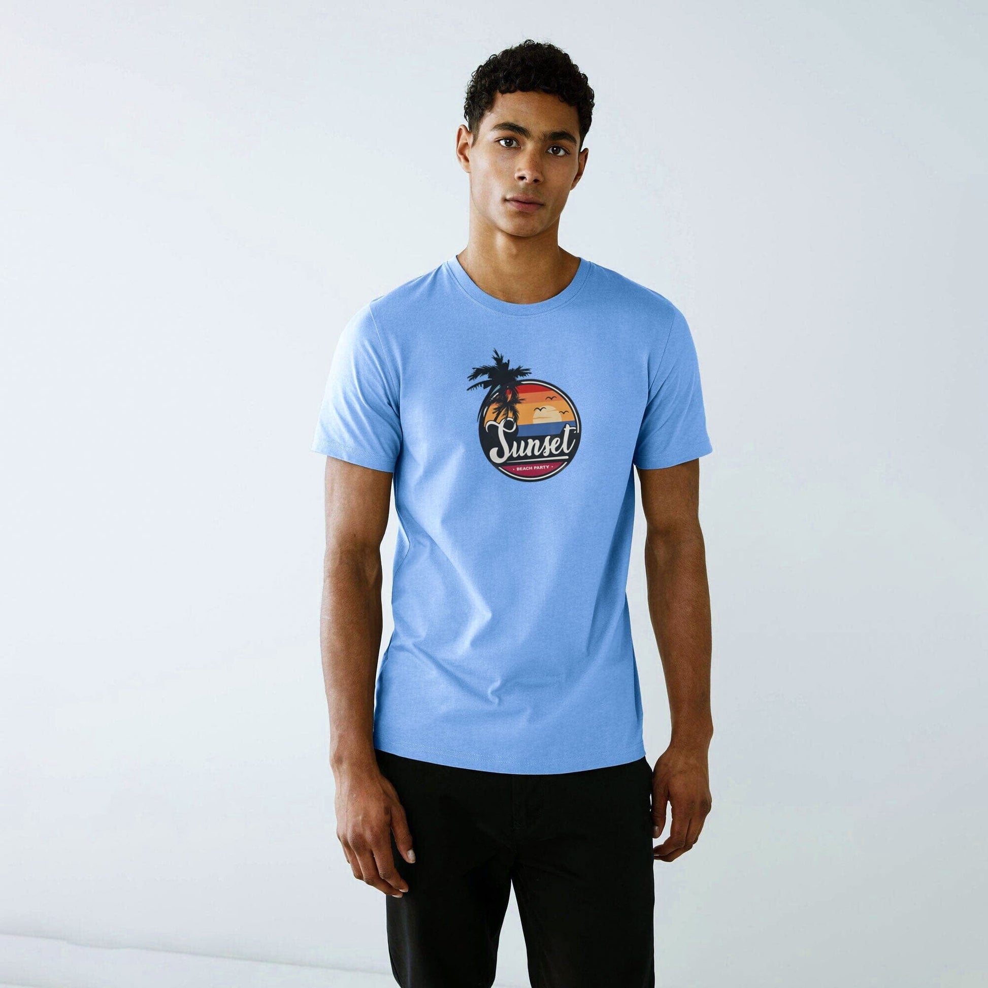 Polo Republica Men's Sunset Printed Crew Neck Tee Shirt Men's Tee Shirt Polo Republica Sky S