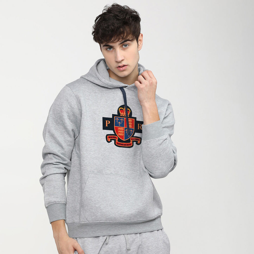 Polo Republica Men's PR Crest Printed Fleece Pullover Hoodie Men's Pullover Hoodie Polo Republica