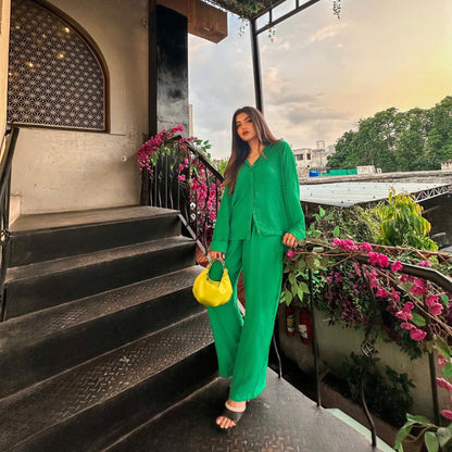 East West Women’s Solid CO-Ord Set Women's Co Ord Set East West Green XS 