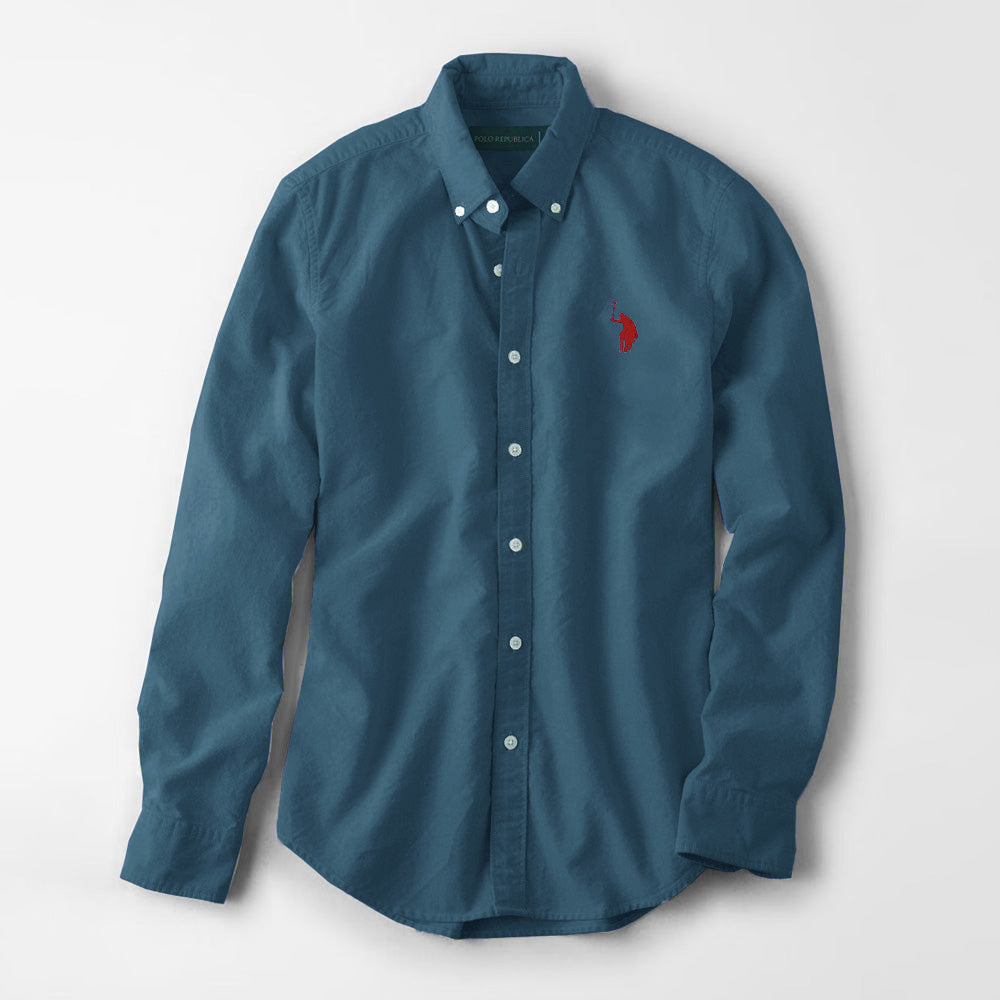 Polo Republica Men's Premium Pony Embroidered Plain Casual Shirt III Men's Casual Shirt Polo Republica Navy Blue S 