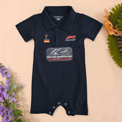Polo Republica PakWheels Formula 7 Printed Short Sleeve Baby Romper Romper Polo Republica Navy 0-3 Months 