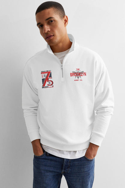 Polo Republica Men's Brooklyn 75 Embroidered Quarter Zipper Sweat Shirt