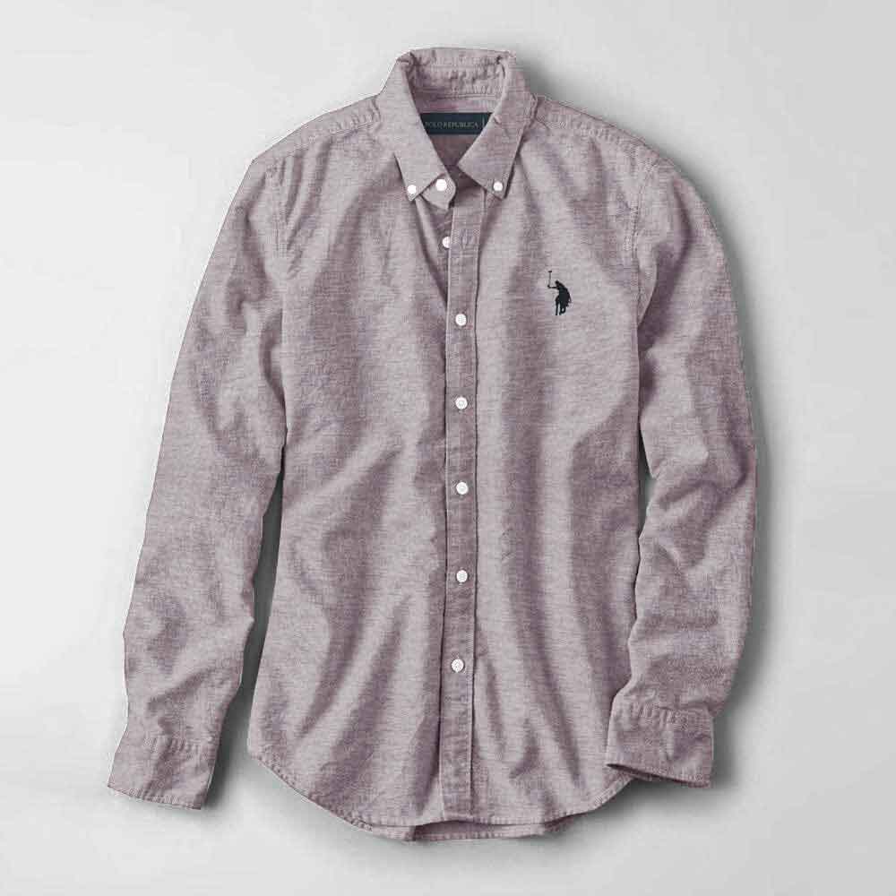 Polo Republica Men's Premium Pony Embroidered Plain Casual Shirt III Men's Casual Shirt Polo Republica Light Brown S 