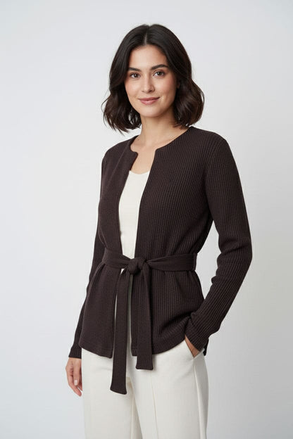 USQUARED Women's Rib Tie-Front Cardigan