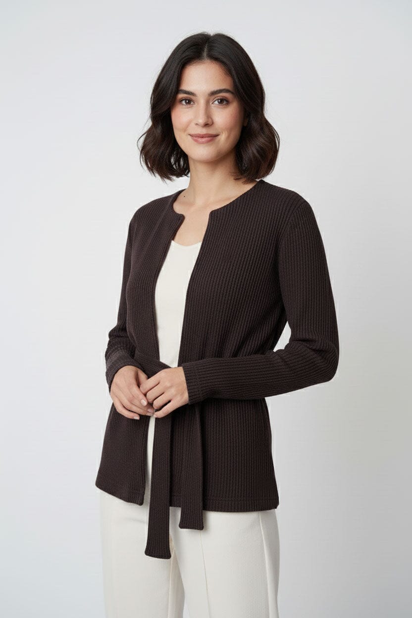USQUARED Women's Rib Tie-Front Cardigan