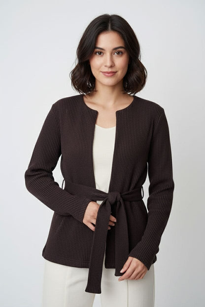 USQUARED Women's Rib Tie-Front Cardigan