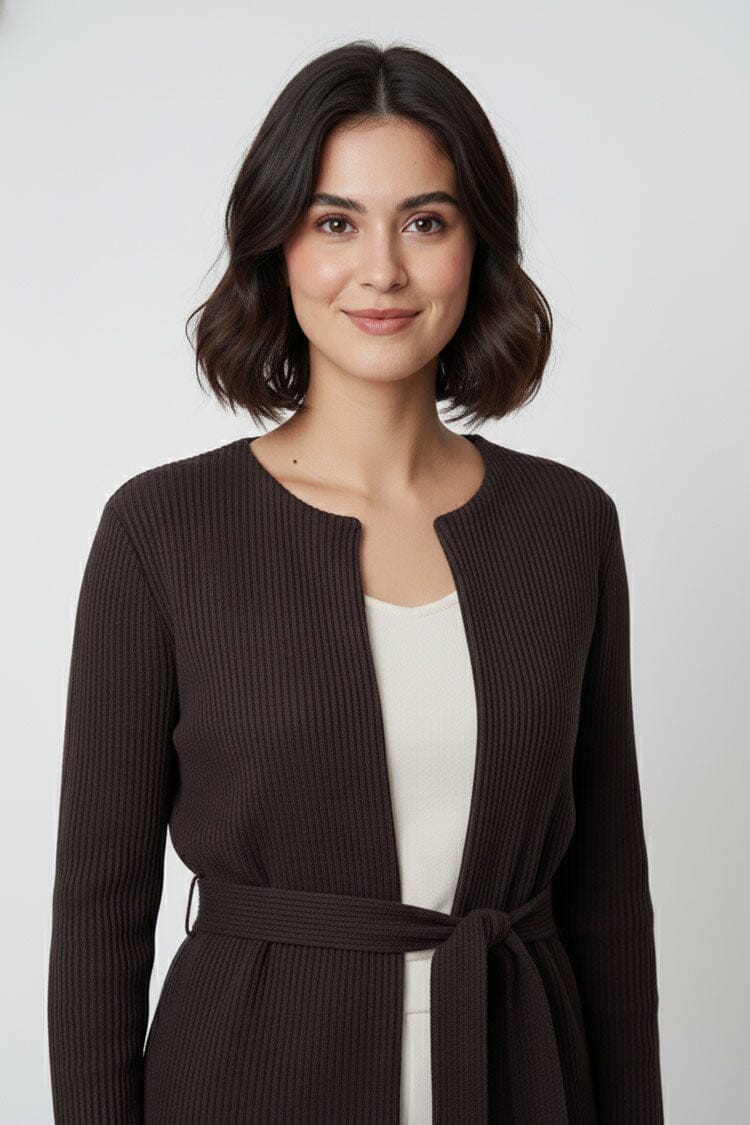 USQUARED Women's Rib Tie-Front Cardigan