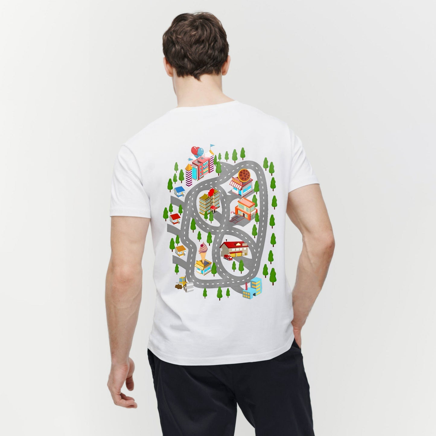 Polo Republica Men's Play Mat Road Map Printed Short Sleeve Tee Shirt