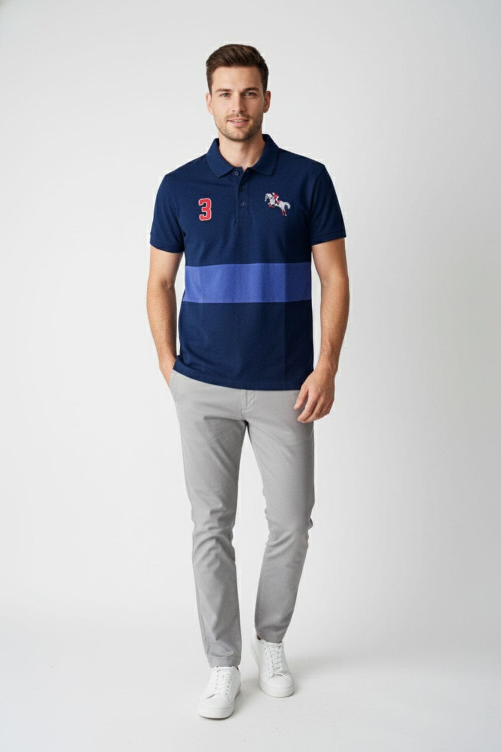 Polo Republica Men's Color-Block Embroidered Polo Shirt