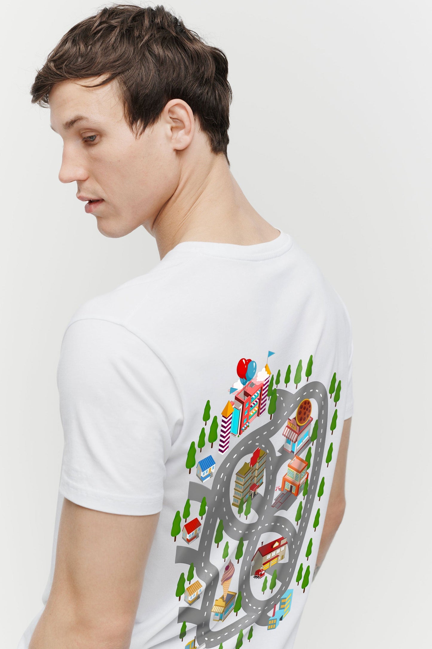 Polo Republica Men's Play Mat Road Map Printed Short Sleeve Tee Shirt
