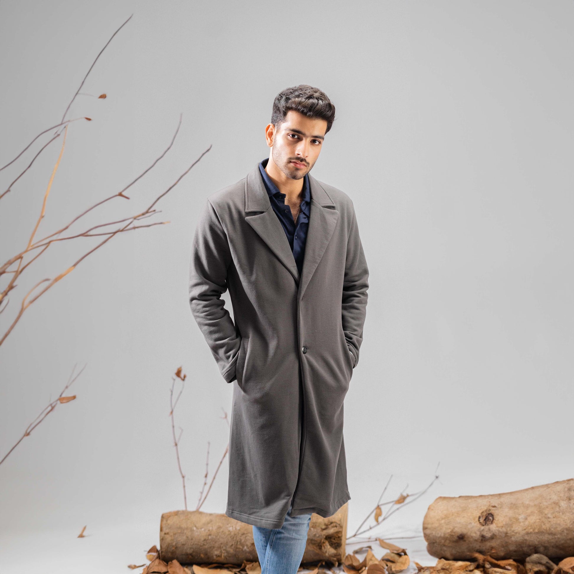 Polo Republica Men's Winter Fleece Long Coat Men's Coat Polo Republica Dark Grey S 