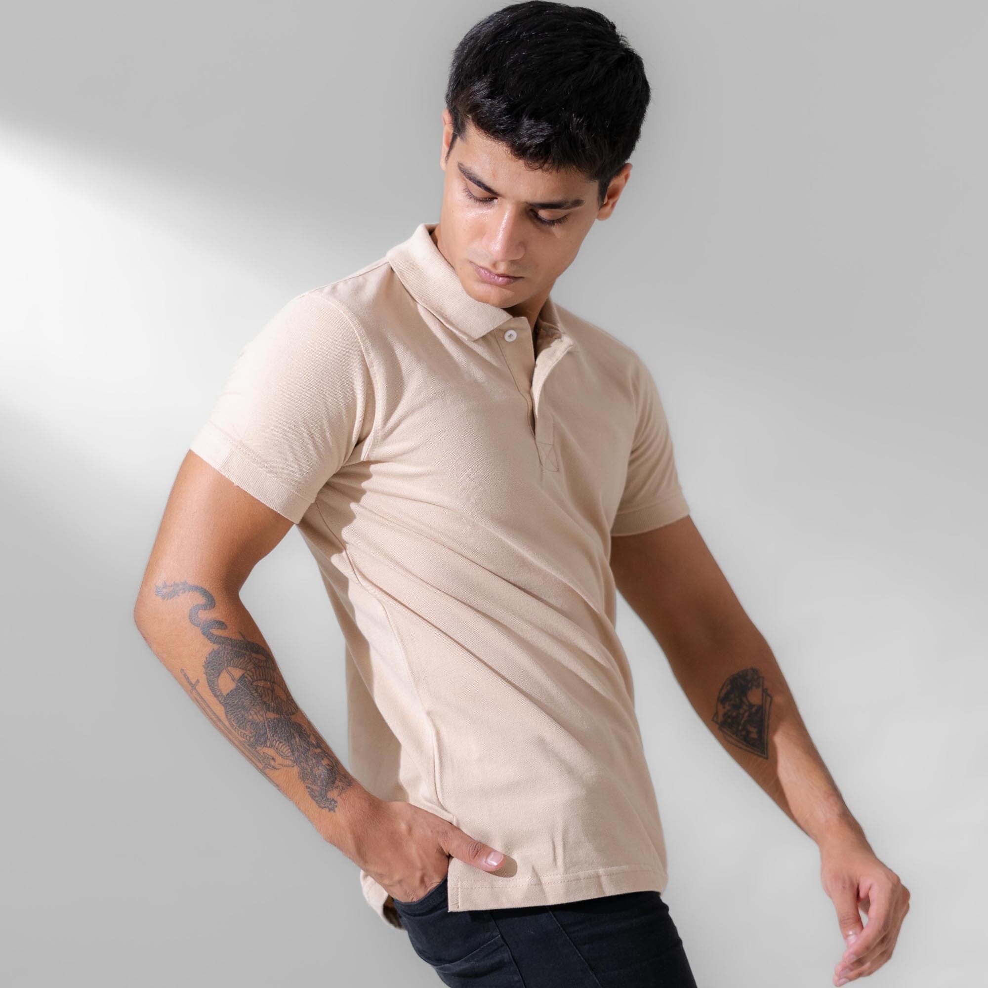 men's elbow length polo shirts