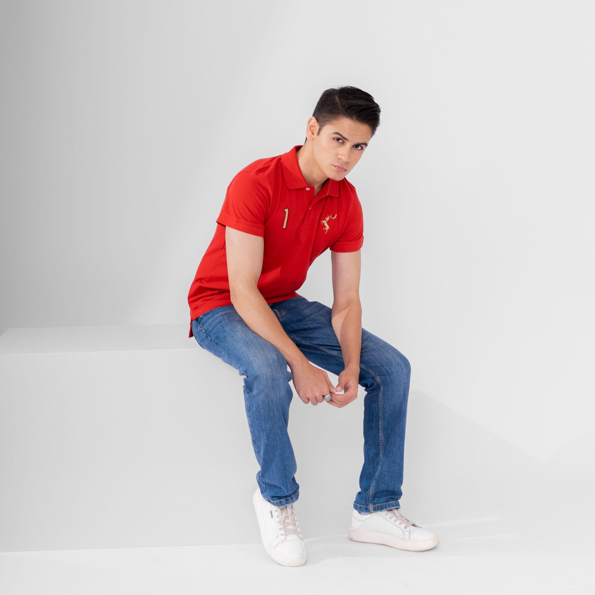 Polo Republica Men's Deer & 1 Embroidered Short Sleeve Polo Shirt Men's Polo Shirt Polo Republica 