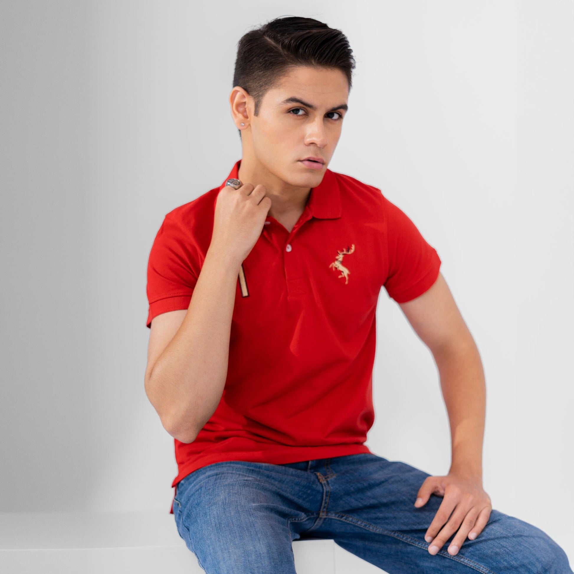 Polo Republica Men's Deer & 1 Embroidered Short Sleeve Polo Shirt Men's Polo Shirt Polo Republica 