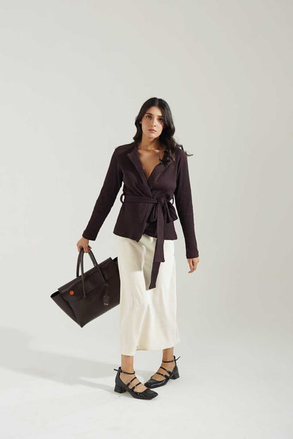 USQUARED Women's Rib Tie-Front Cardigan