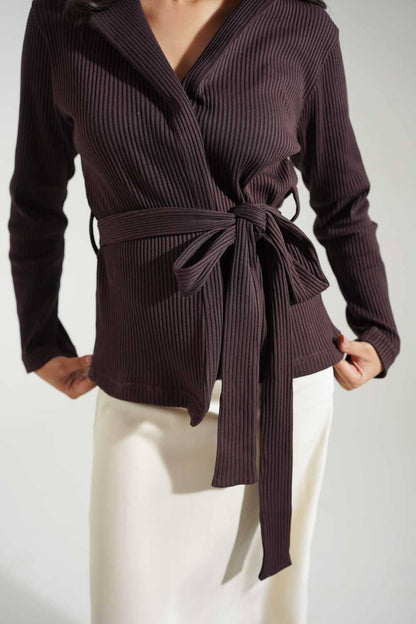 USQUARED Women's Rib Tie-Front Cardigan