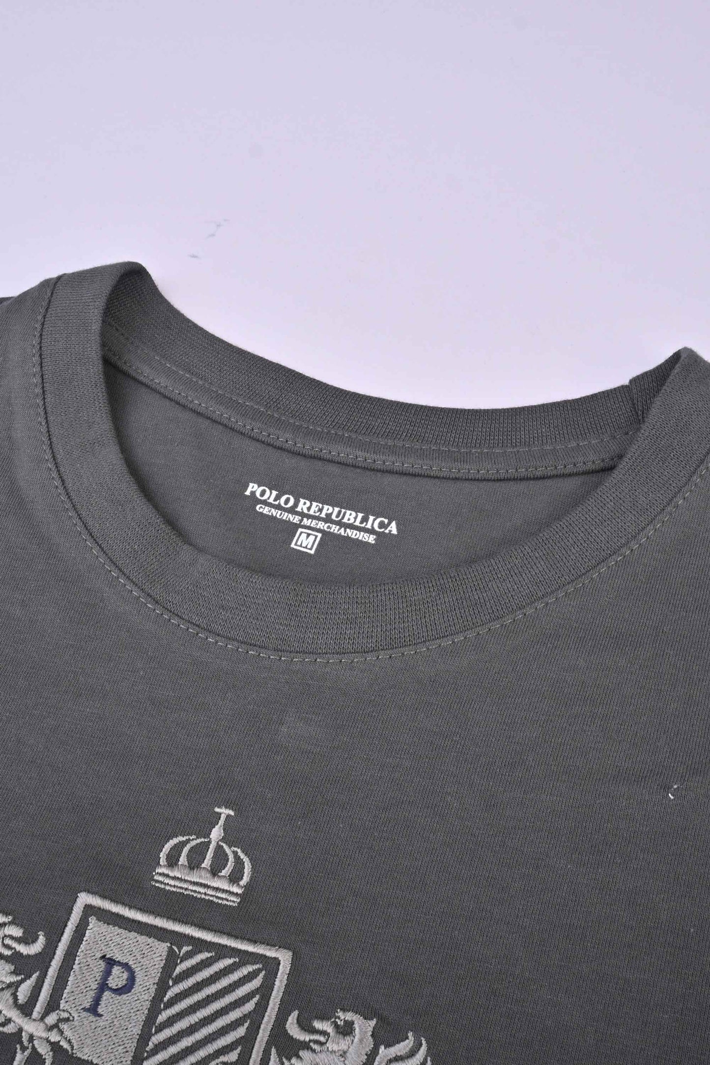 Polo Republica Men's PR Crest Embroidered Crew Neck Tee Shirt