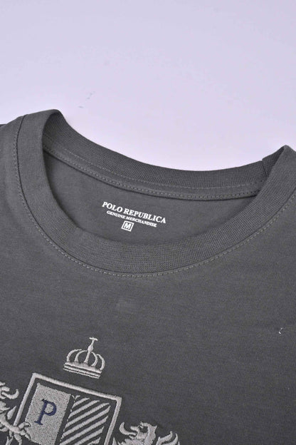 Polo Republica Men's PR Crest Embroidered Crew Neck Tee Shirt