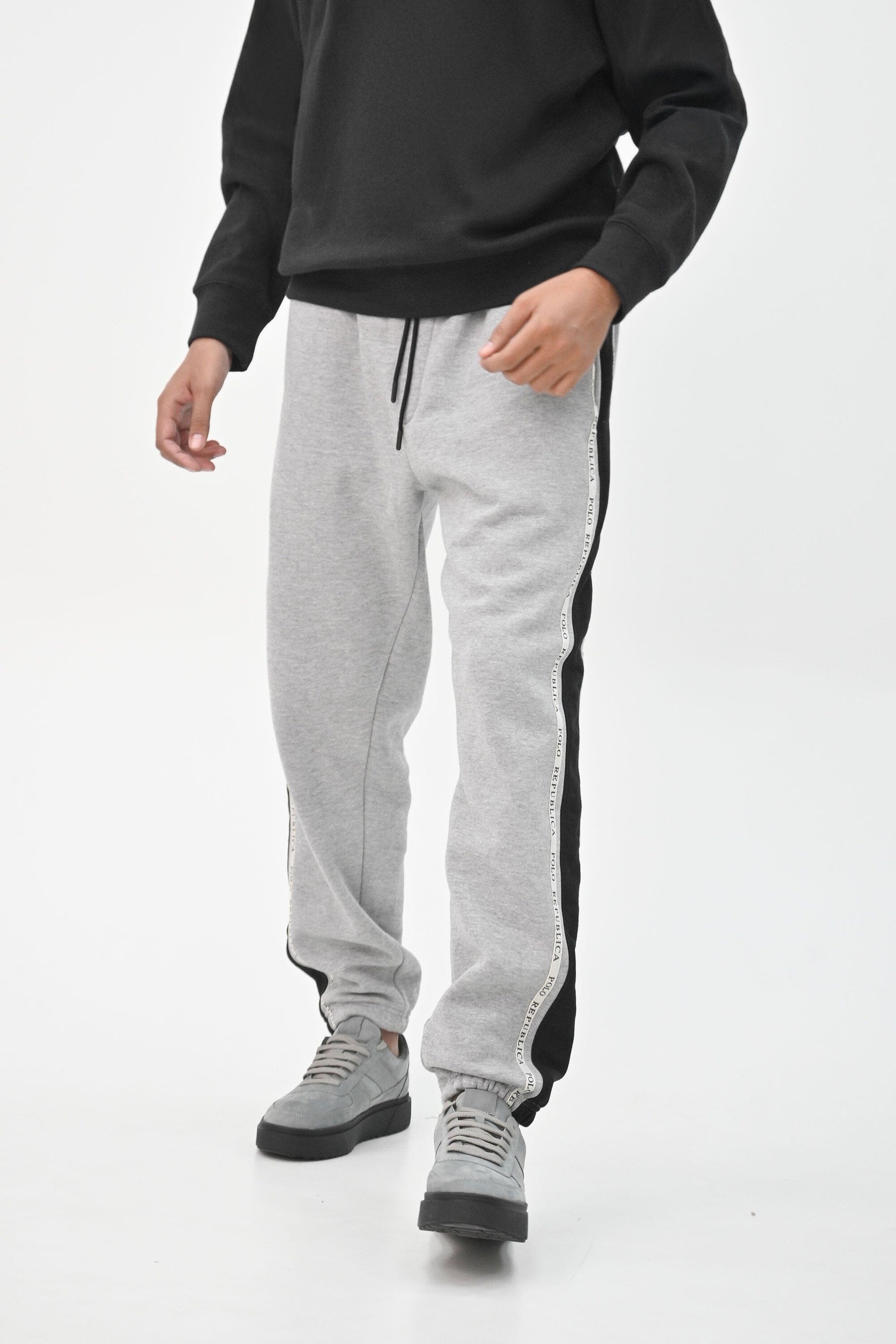 Polo Republica Men's Contrast Striped Fleece Sweatpants