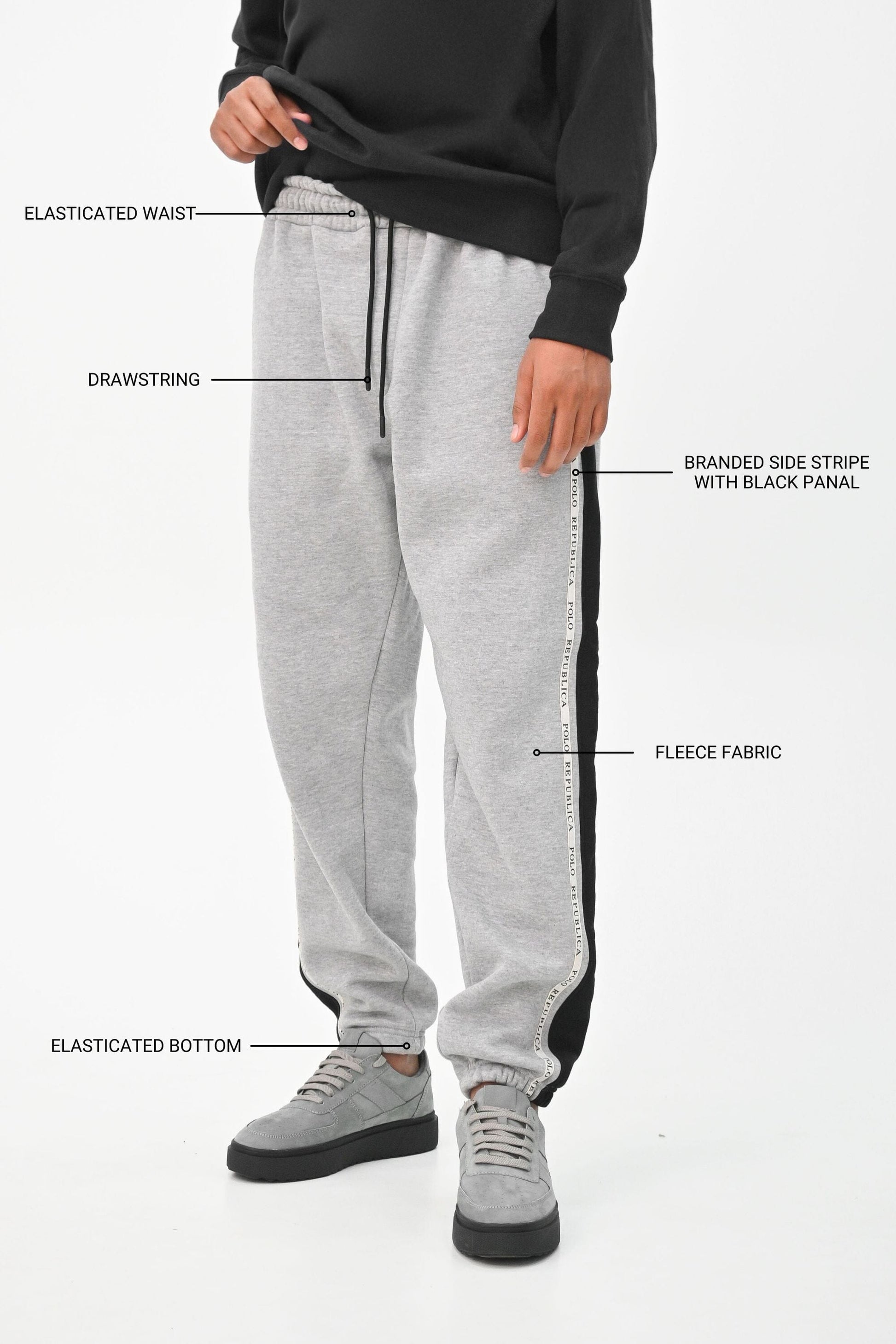 Polo Republica Men's Contrast Striped Fleece Sweatpants