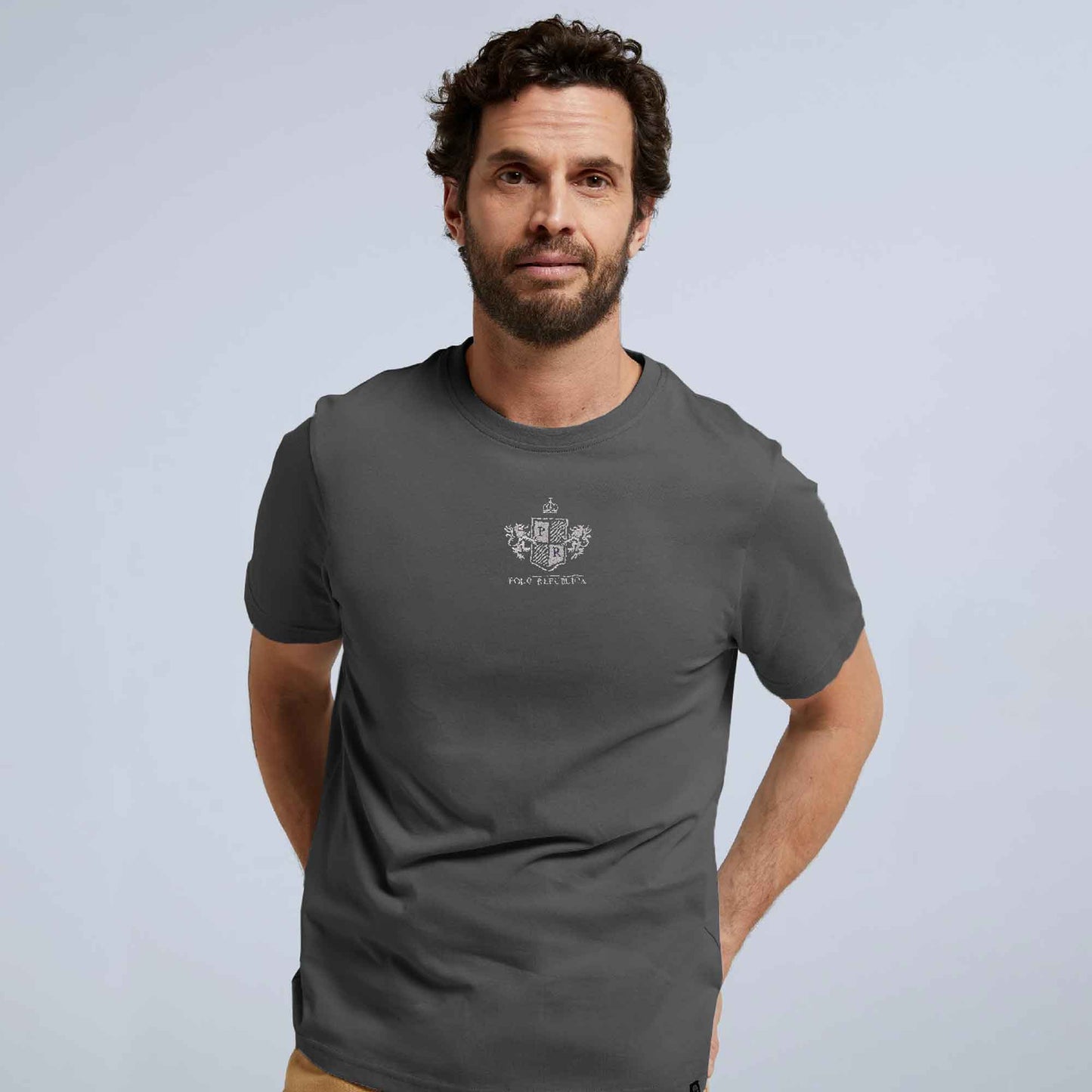 Polo Republica Men's PR Crest Embroidered Crew Neck Tee Shirt