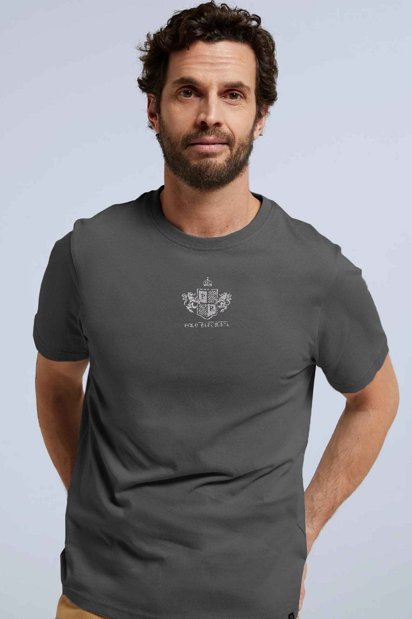 Polo Republica Men's PR Crest Embroidered Crew Neck Tee Shirt