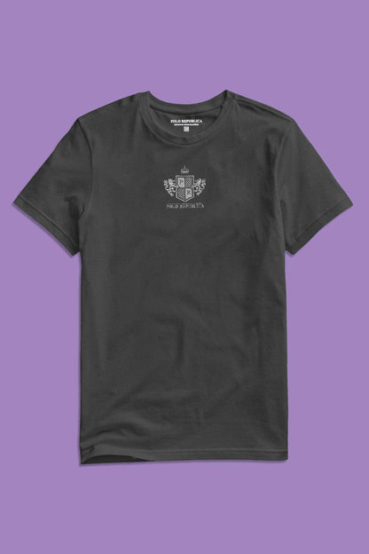 Polo Republica Men's PR Crest Embroidered Crew Neck Tee Shirt