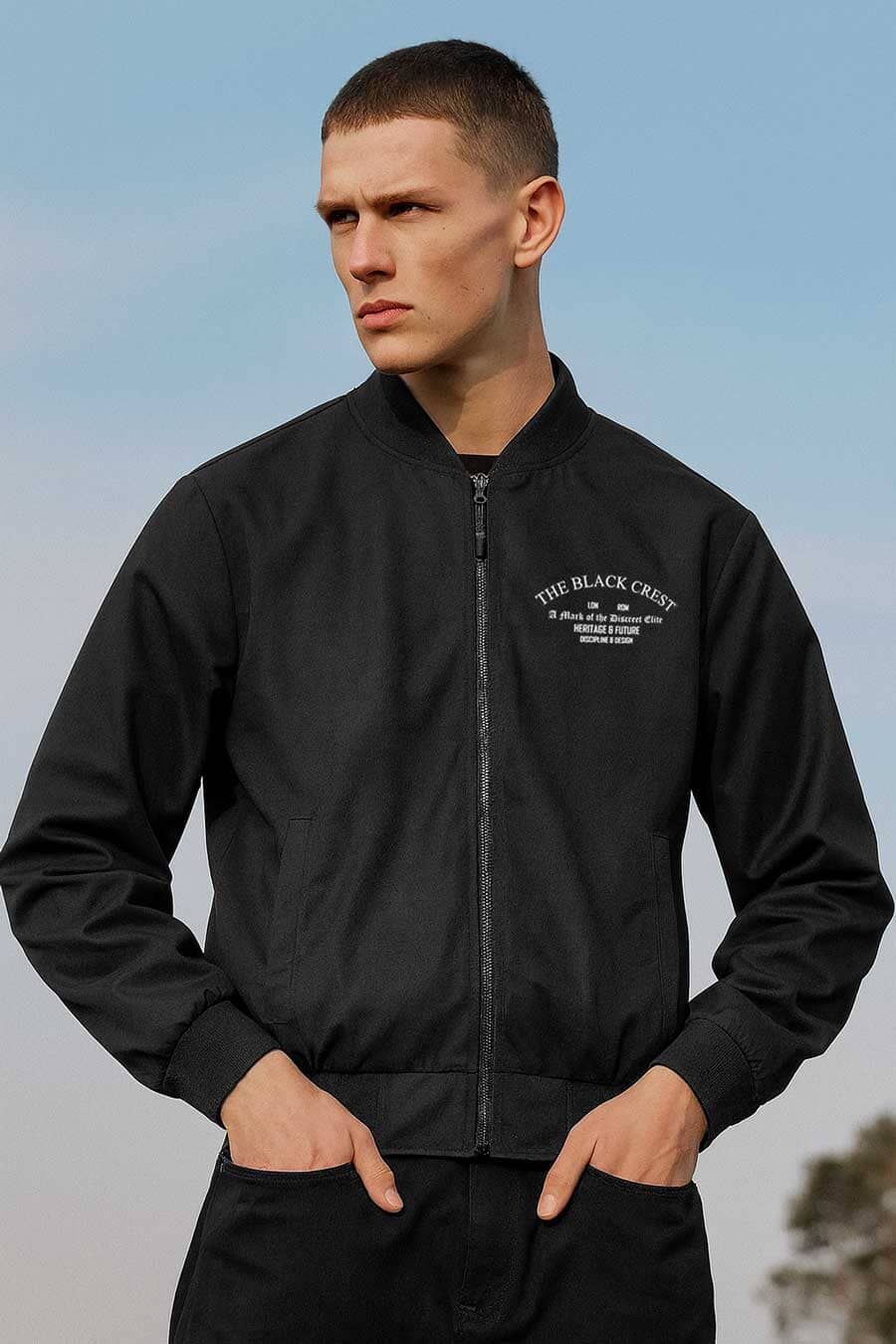 USQUARED Men's The Black Crest Bomber Jacket