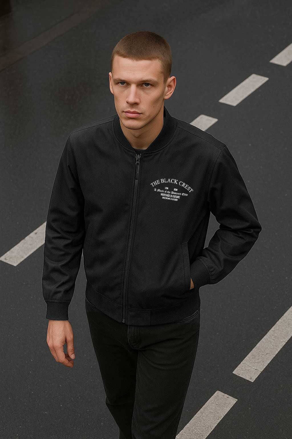 USQUARED Men's The Black Crest Bomber Jacket