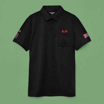 Polo Republica Men's Twin Rider 5 & England Flag Embroidered Pocket Polo Shirt
