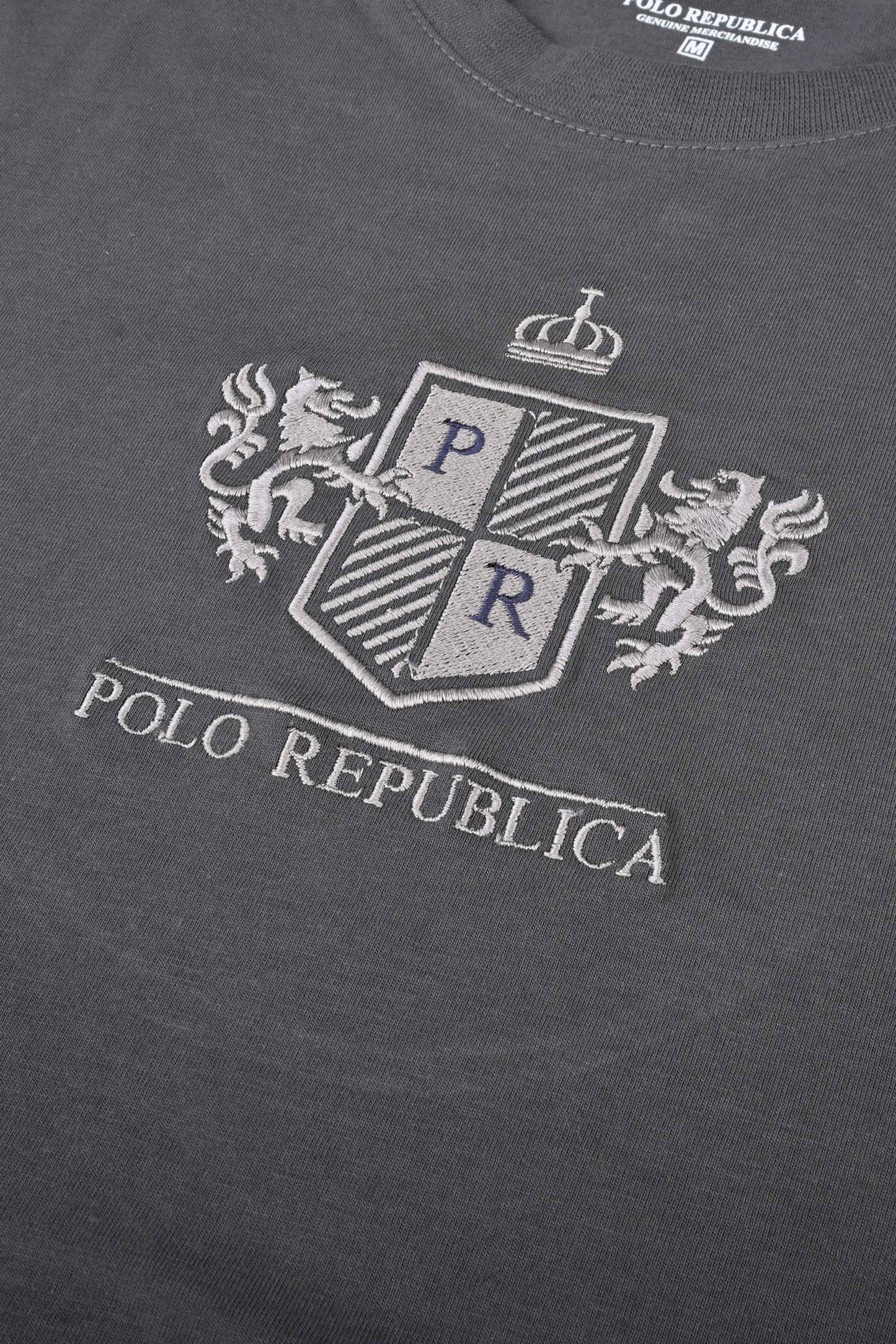 Polo Republica Men's PR Crest Embroidered Crew Neck Tee Shirt