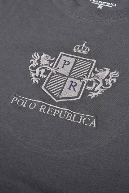 Polo Republica Men's PR Crest Embroidered Crew Neck Tee Shirt