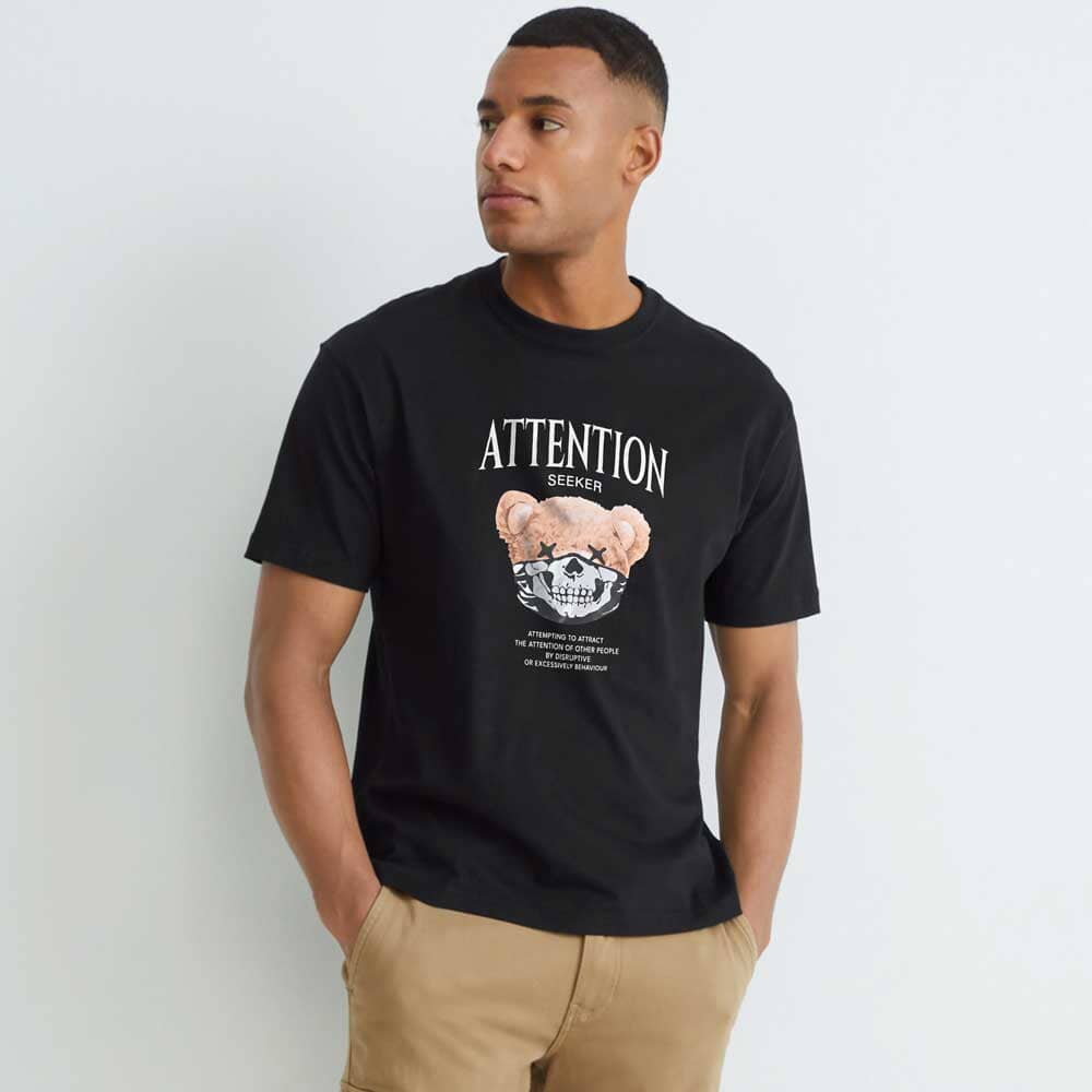 Polo Republica Men's Attention Seeker "Glow in The Dark" Printed Short Sleeve Tee Shirt Men's Tee Shirt Polo Republica 