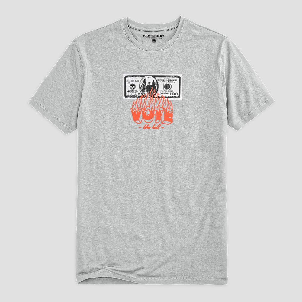 Polo Republica Men's Vote Like Hell Printed Crew Neck Tee Shirt Men's Tee Shirt Polo Republica Heather Grey S 