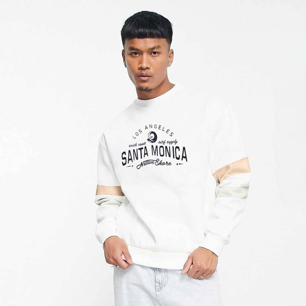 Polo Republica Men's Santa Monica Panel Sleeves Terry Sweat Shirt Men's Sweat Shirt Polo Republica 