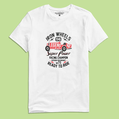 Polo Republica Men's Iron Wheels Printed Short Sleeve Tee Shirt