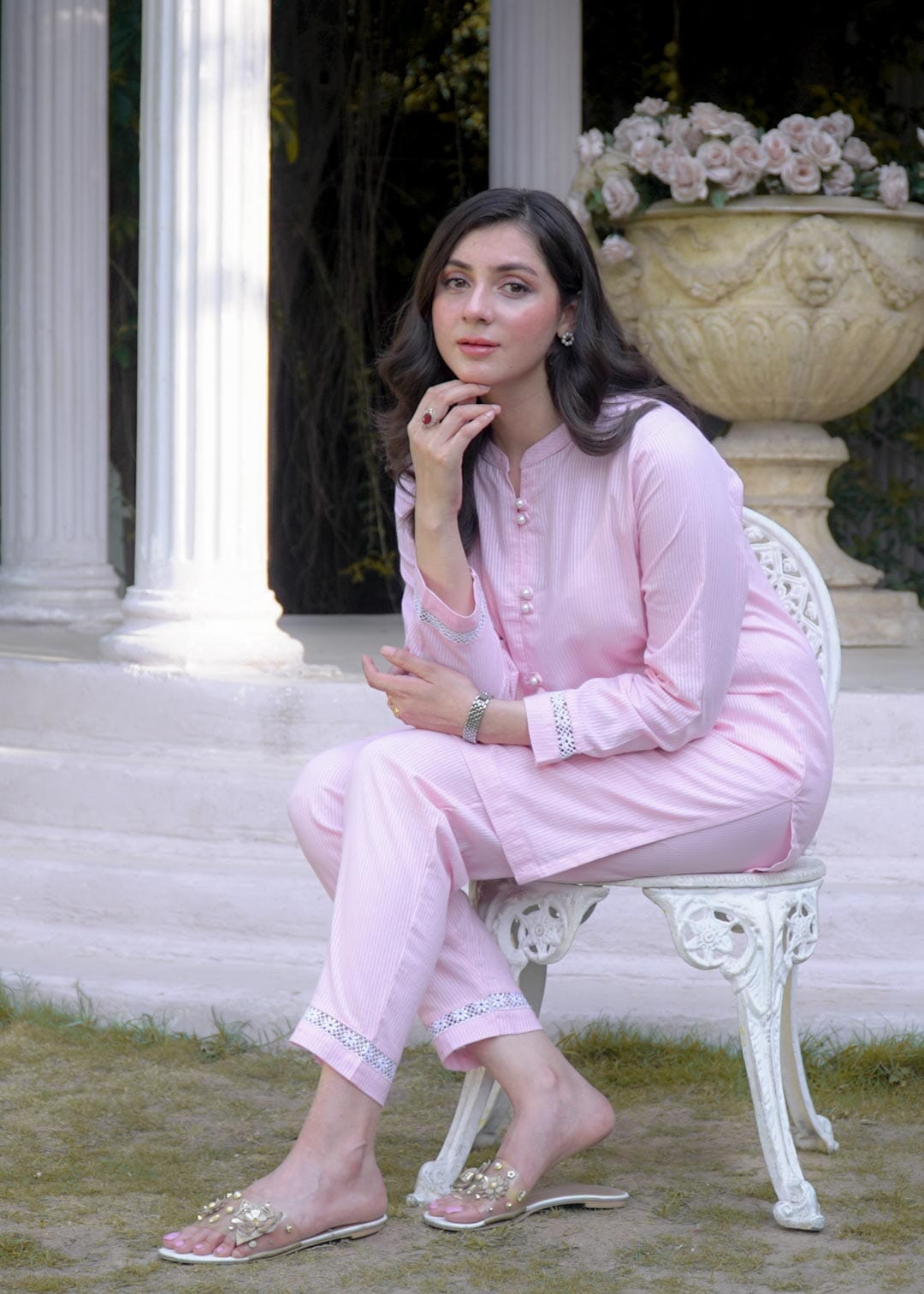 East West By Polo Republica Women's Self Stripe 2 Pc Stitched Suit Women's Stitched Suit East West 