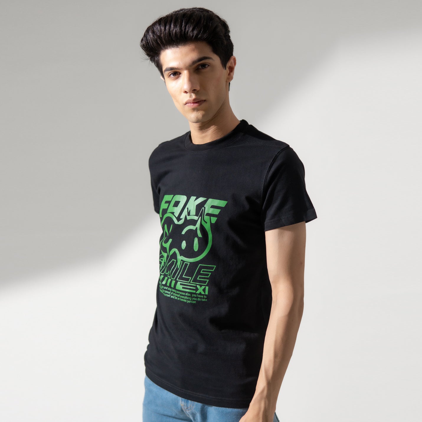 Polo Republica Men's Fake Smile Printed Crew Neck Tee Shirt Men's Tee Shirt Polo Republica
