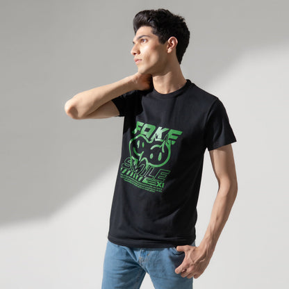Polo Republica Men's Fake Smile Printed Crew Neck Tee Shirt Men's Tee Shirt Polo Republica