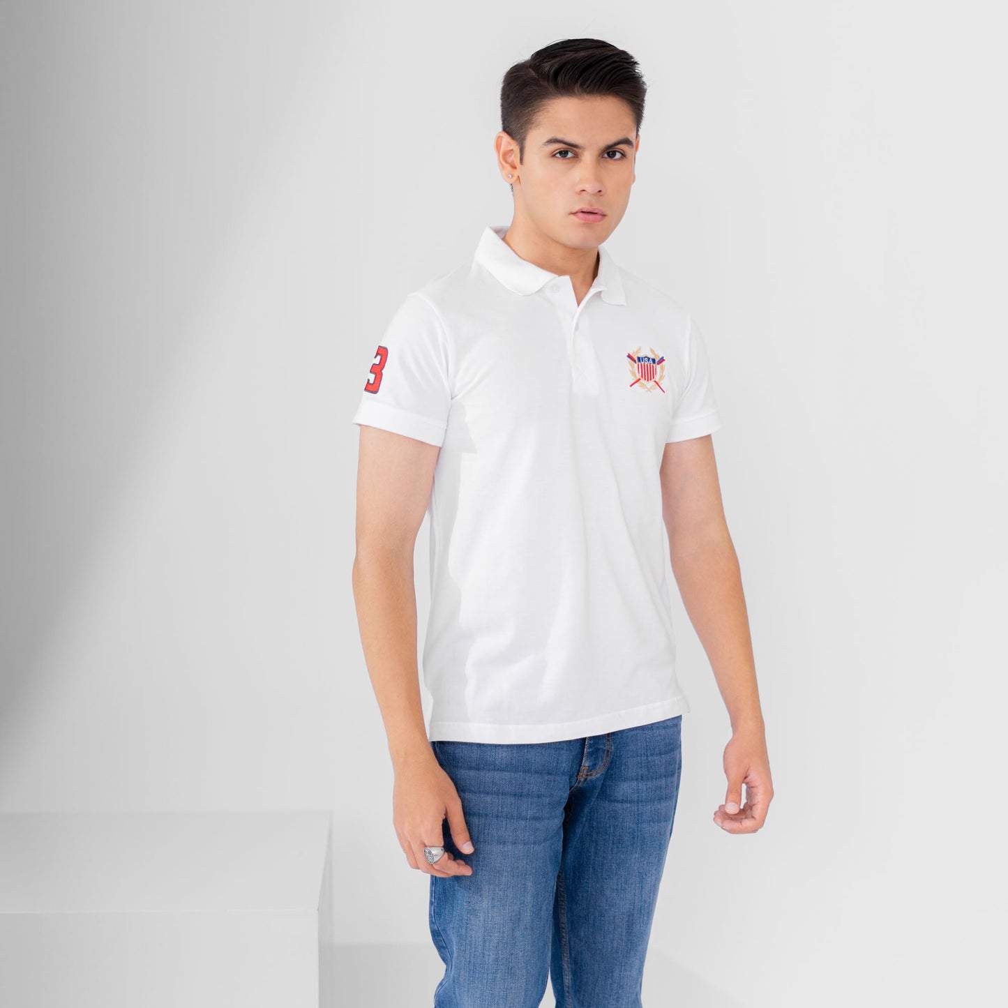Polo Republica Men's USA Crest & Polo 3 Embroidered Short Sleeve Polo Shirt
