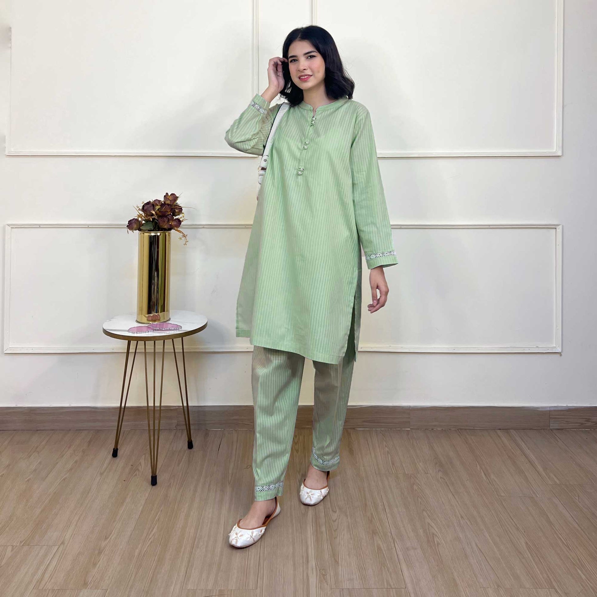 East West By Polo Republica Women's Self Stripe 2 Pc Stitched Suit Women's Stitched Suit Polo Republica Mint Green XS 