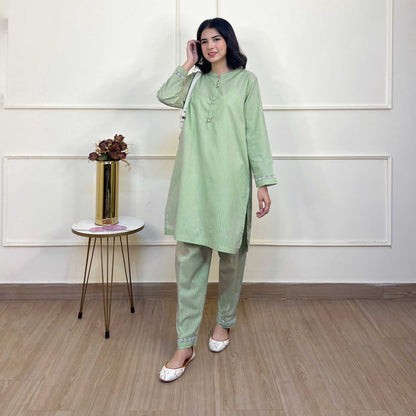 East West By Polo Republica Women's Self Stripe 2 Pc Stitched Suit Women's Stitched Suit Polo Republica Mint Green XS 