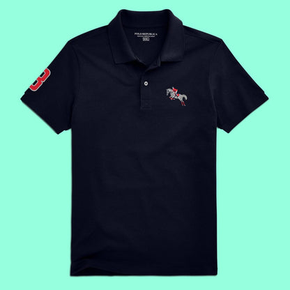 Polo Republica Men's Jumping Horse & 8 Embroidered Polo Shirt Men's Polo Shirt Polo Republica Navy S 