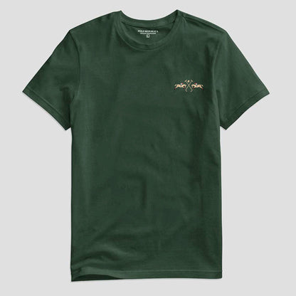 Polo Republica Men's Double Pony Embroidered Crew Neck Tee Shirt Men's Tee Shirt Polo Republica Bottle Green S 
