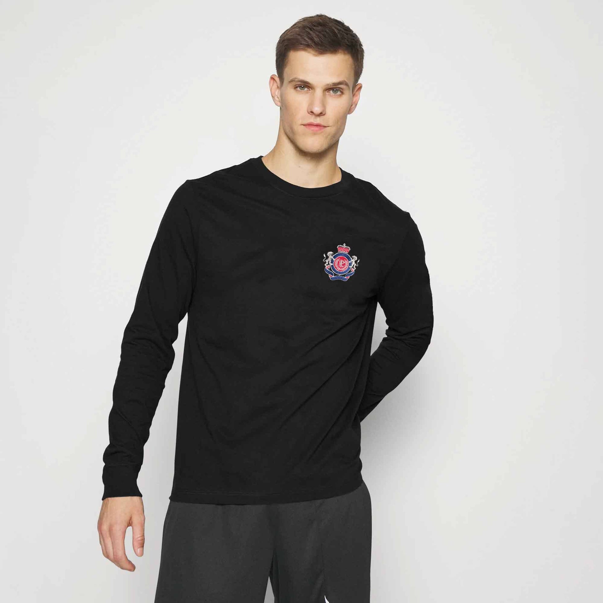 Polo Republica Men's PRC & Crest Embroidered Raglan Sleeve Tee Shirt Men's Tee Shirt Polo Republica Black S 