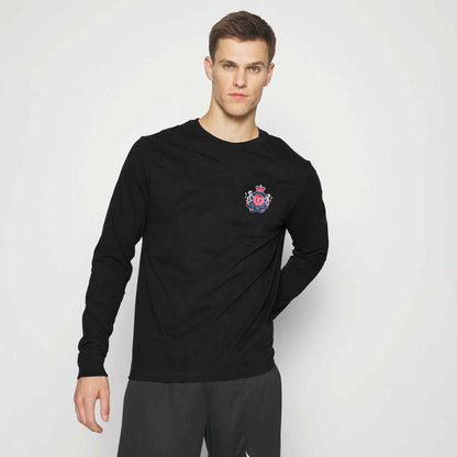 Polo Republica Men's PRC & Crest Embroidered Raglan Sleeve Tee Shirt Men's Tee Shirt Polo Republica Black S 